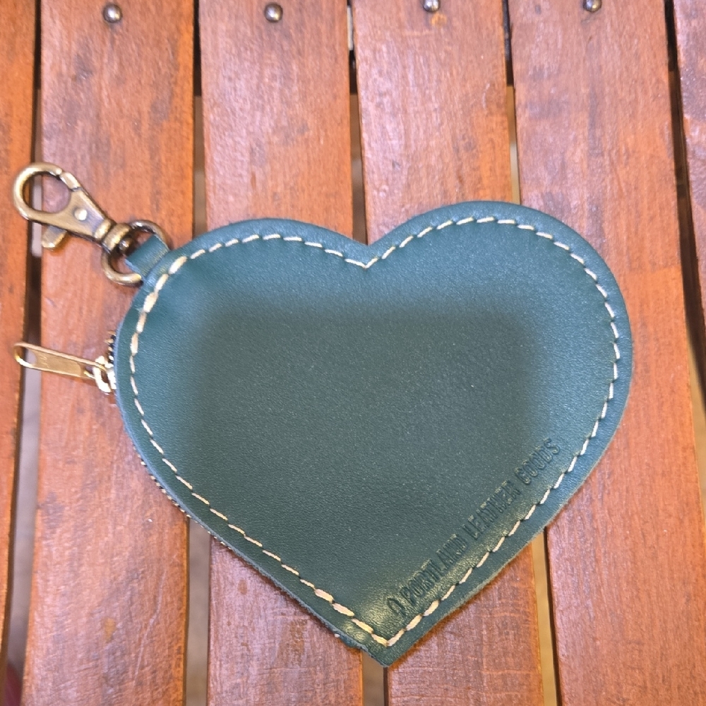 Portland Leather Dark Teal Heart-Shaped Bag Charm